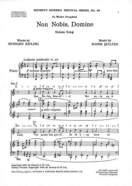 Front Cover Image Non Nobis, Domine (1934)