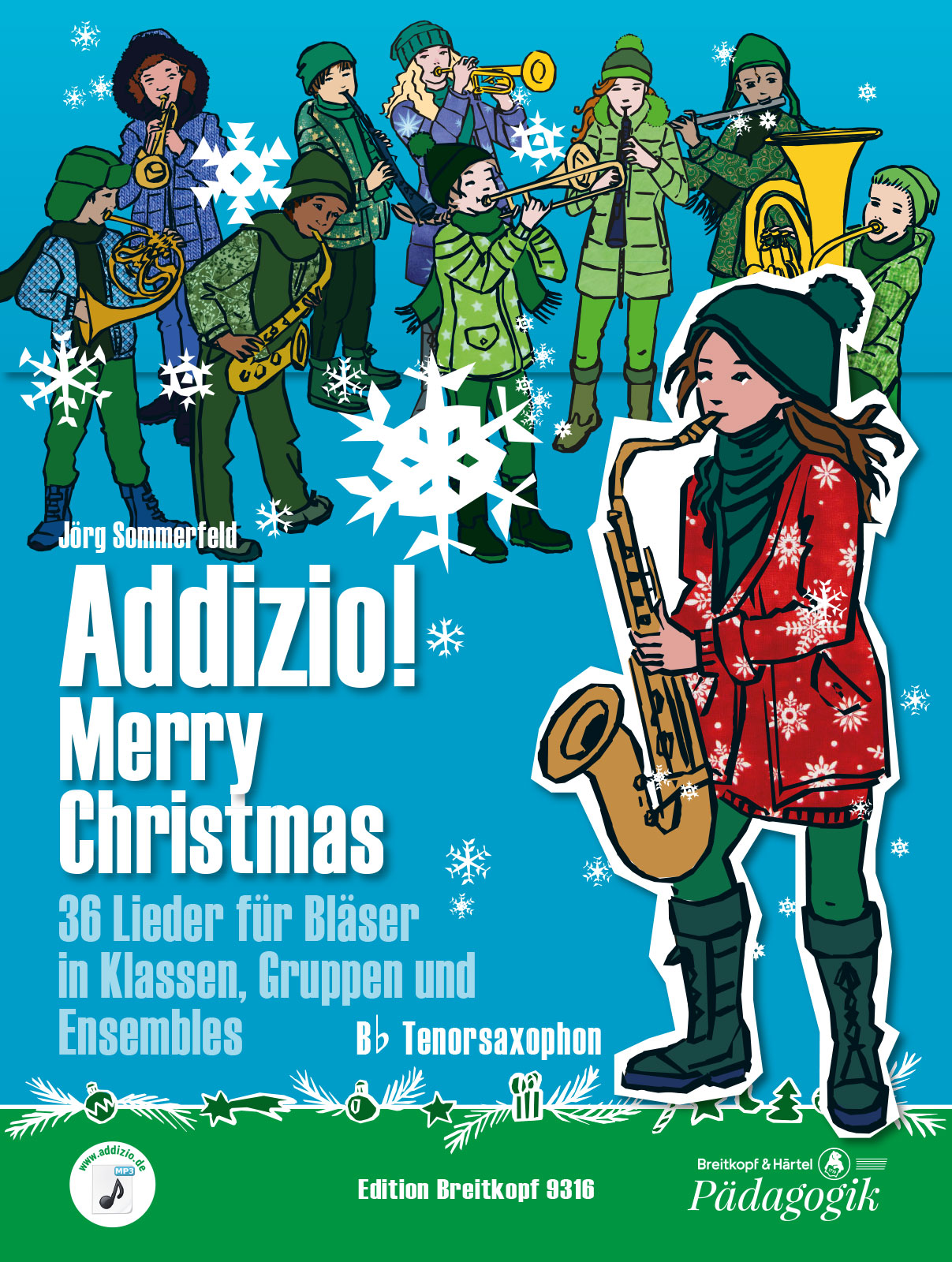 Front Cover Image Addizio! Merry Christmas "36 Weihnachtslieder für Bläser in Klassen, Gruppen, Ensembles"