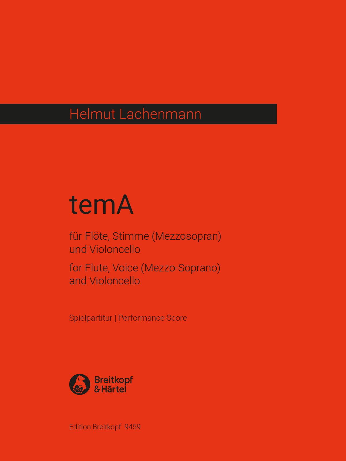 Front Cover Image temA für Flöte, Stimme (Mezzosopran) und Violoncello (1968)
