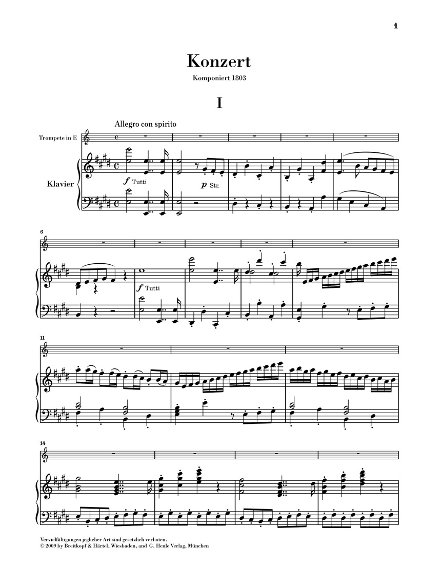 Other Cover Image Trompetenkonzert in E-dur – Fassung Es-dur