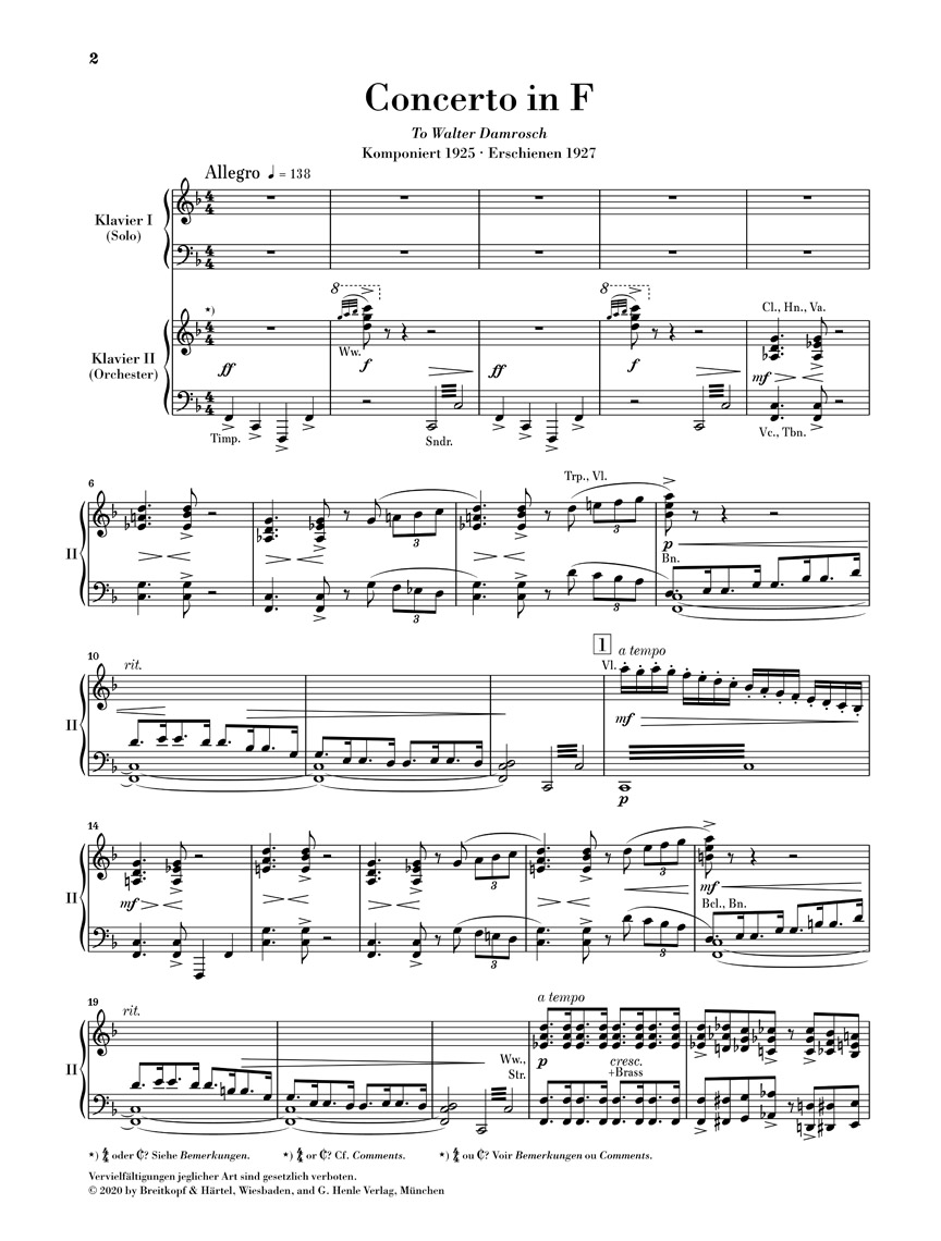 Other Cover Image Klavierkonzert - Concerto in F
