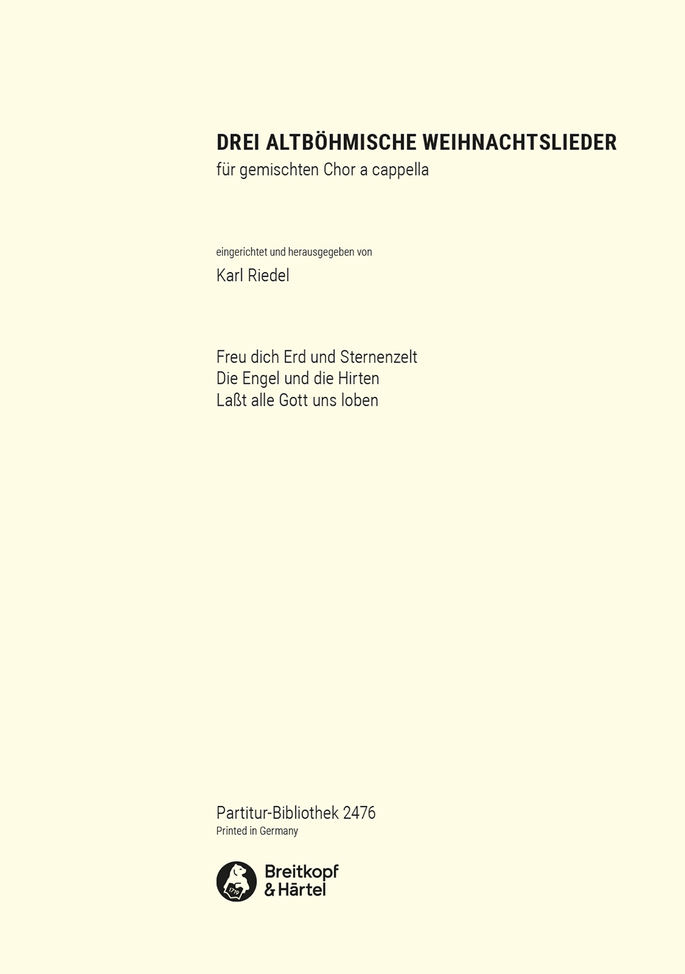 Front Cover Image Drei altböhmische Weihnachtslieder