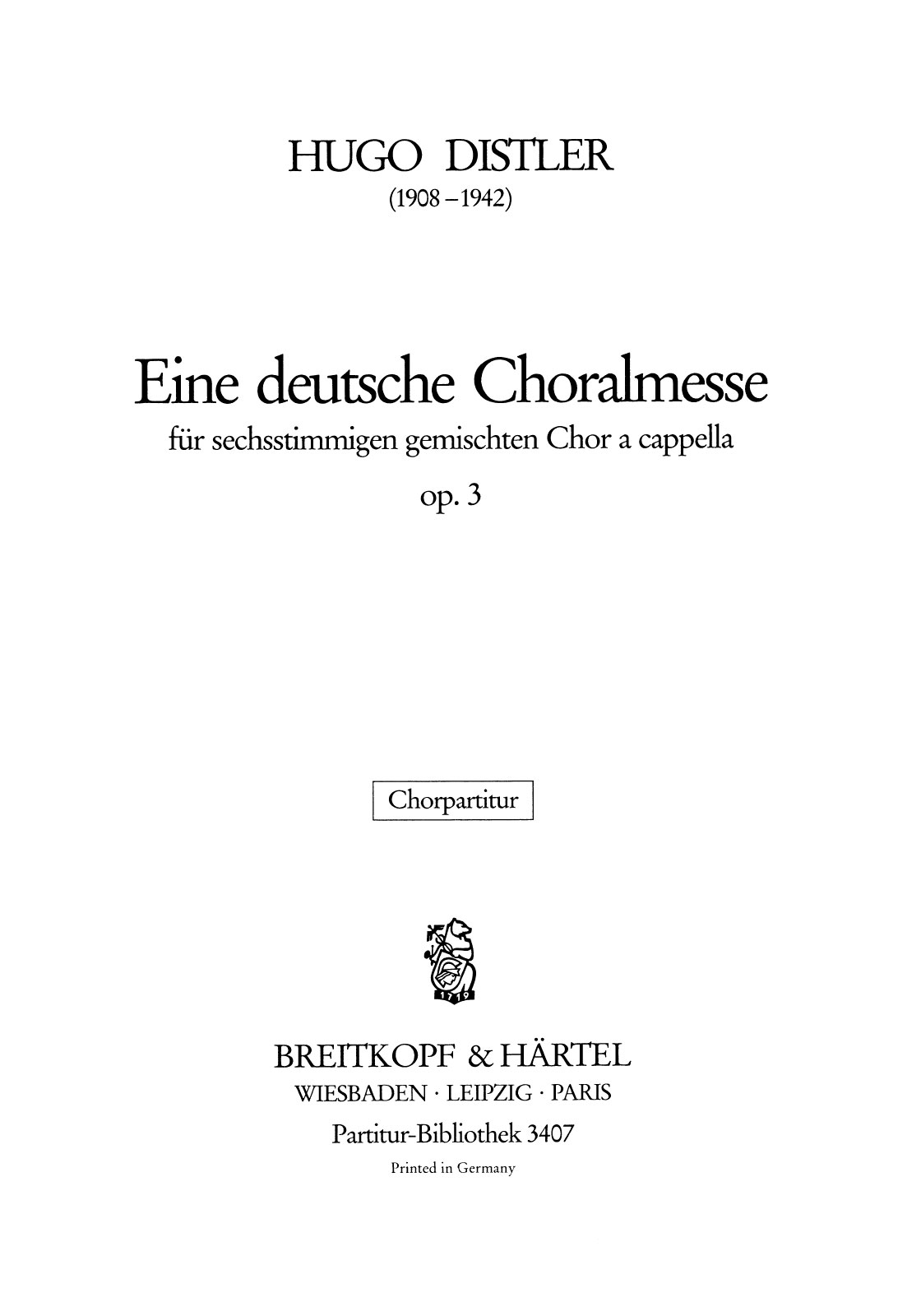 Front Cover Image Deutsche Choralmesse op. 3