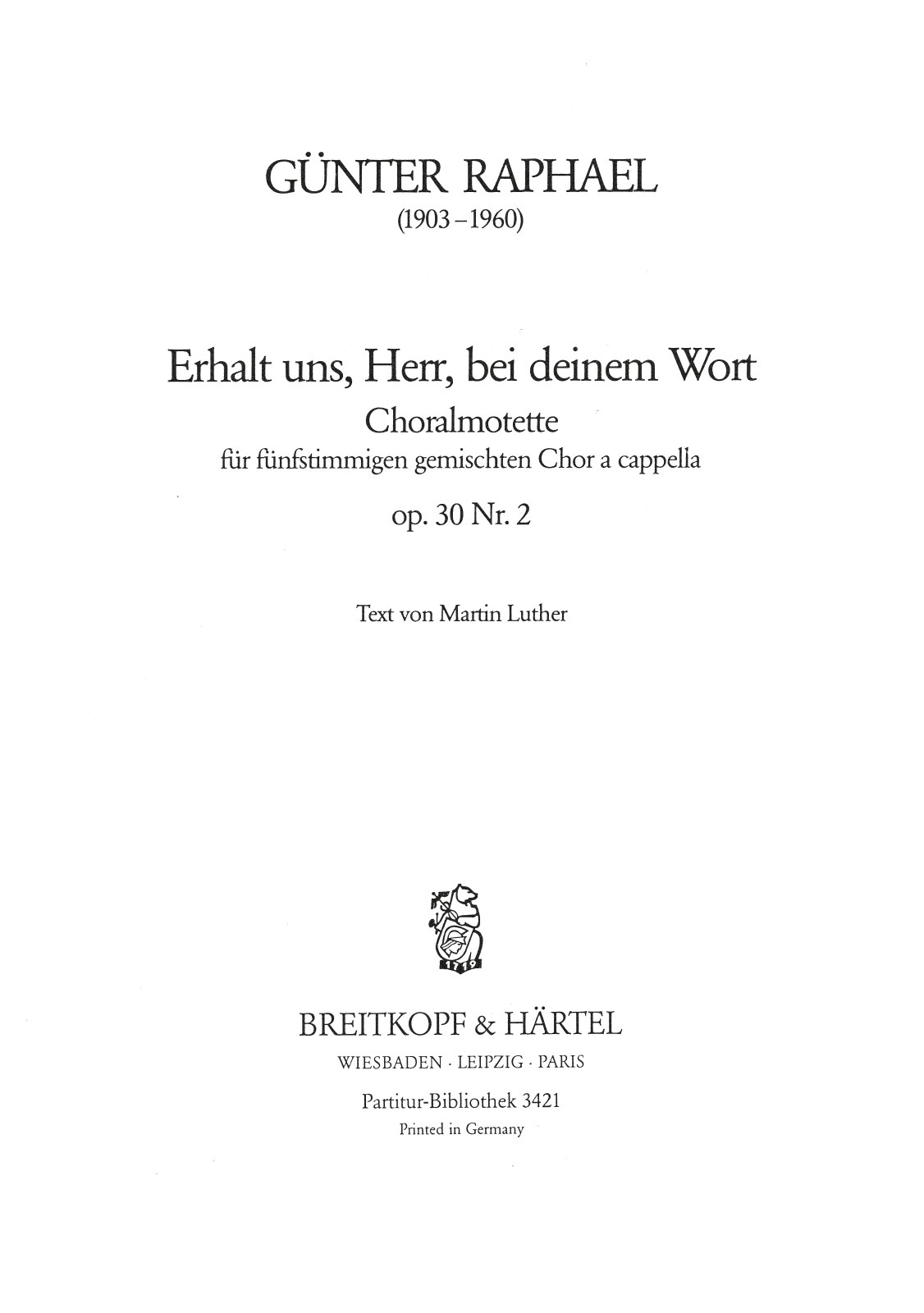Front Cover Image Erhalt uns, Herr, bei op. 30/2