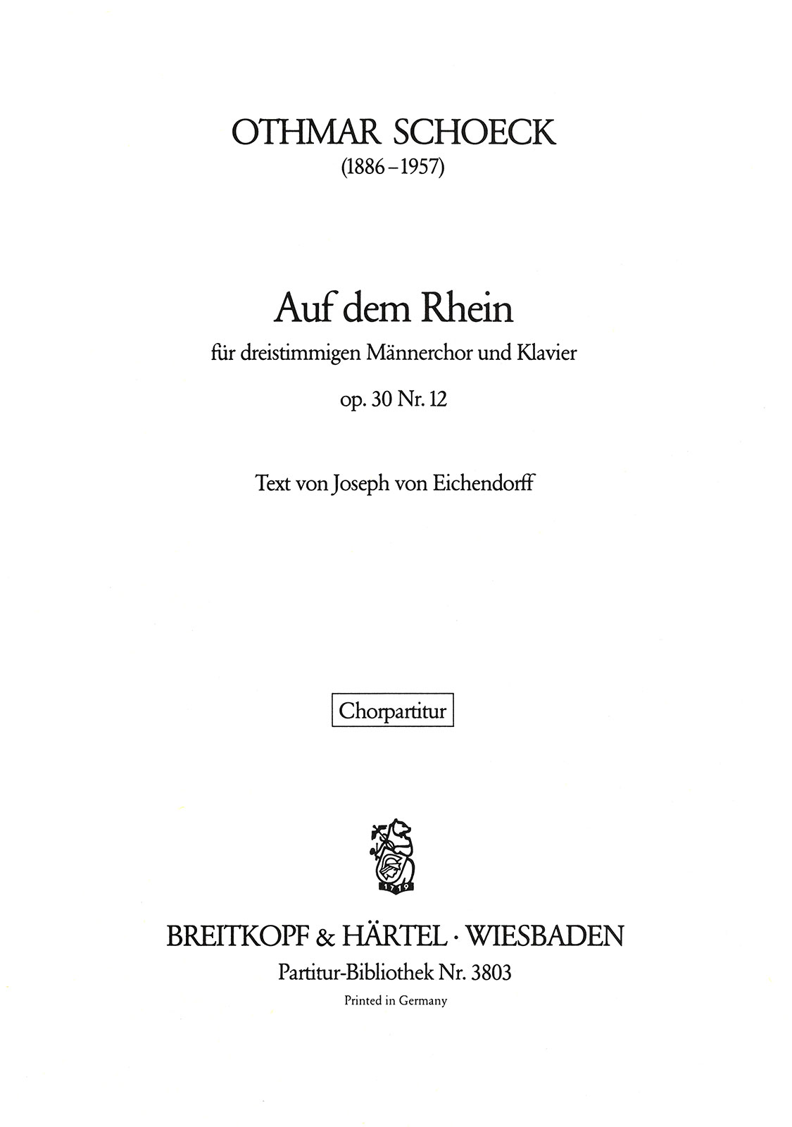 Front Cover Image Auf dem Rhein op. 30/12