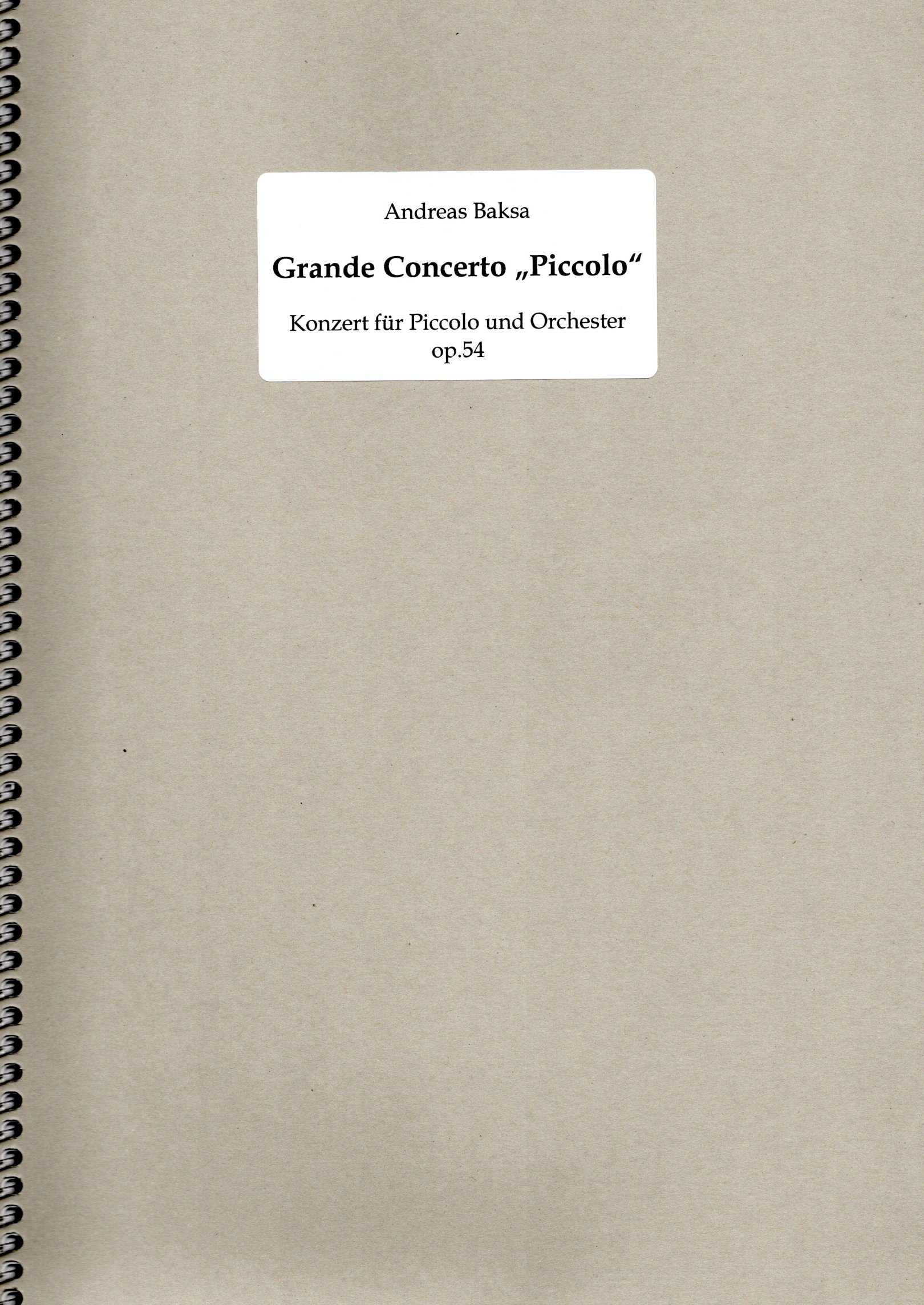 Front Cover Image Grande Concerto "Piccolo" op. 54