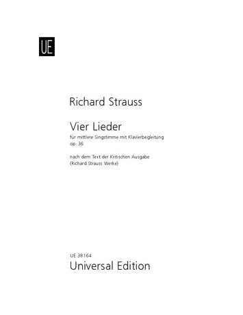 Front Cover Image 4 Lieder für mittlere Stimme und Klavier - op. 36