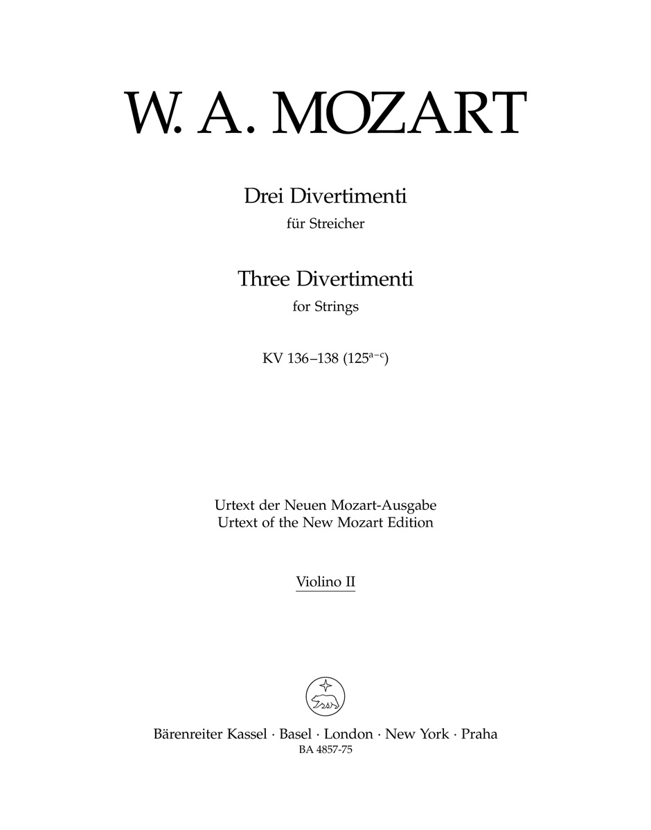 Other Cover Image Drei Divertimenti für Streicher KV 136-138 (125a-c)