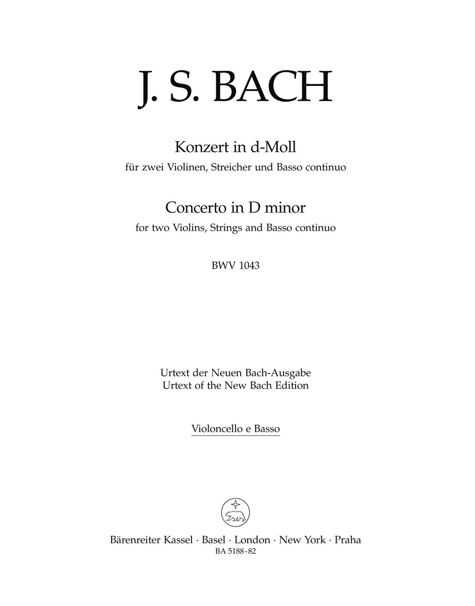 Front Cover Image Konzert für zwei Violinen, Streicher und Basso continuo d-Moll BWV 1043