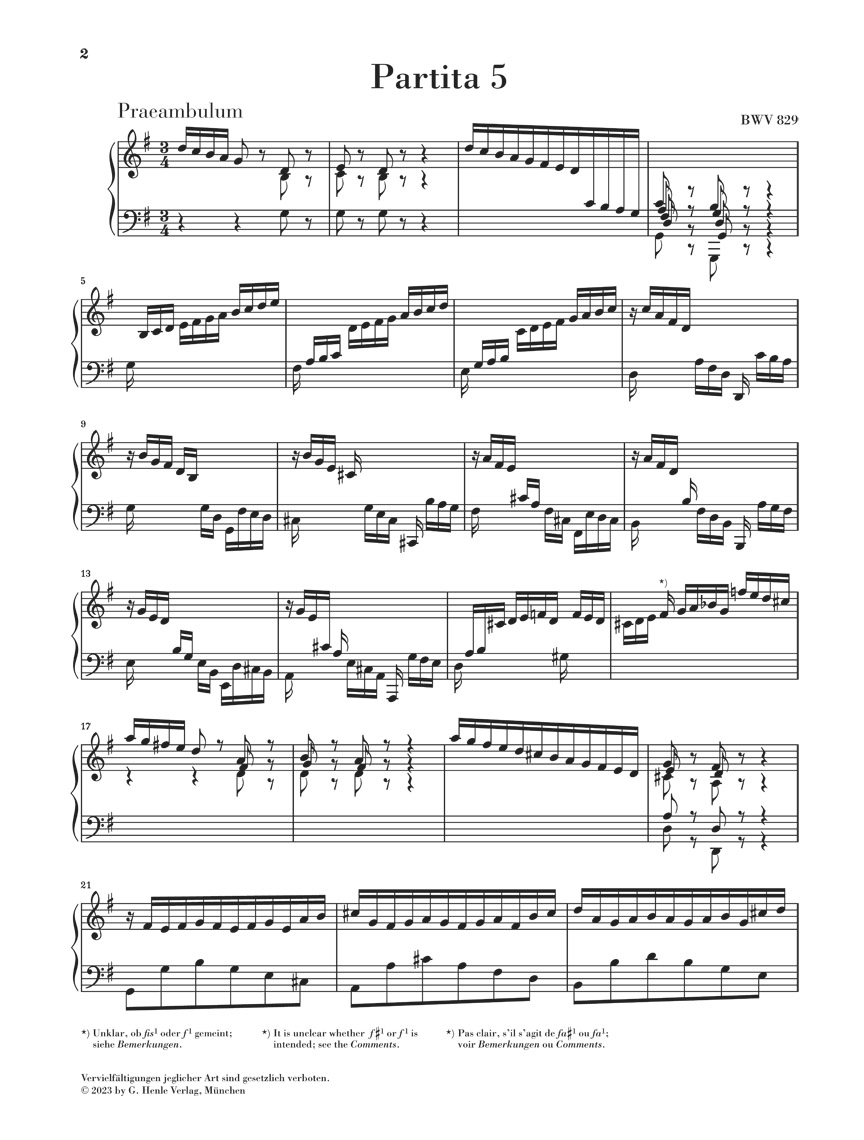 Other Cover Image Partita 5 G-Dur BWV 829