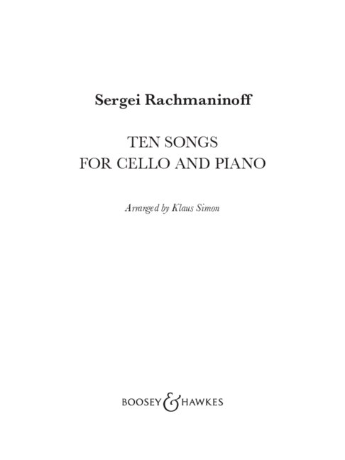 Other Cover Image Ten Songs for Cello and Piano