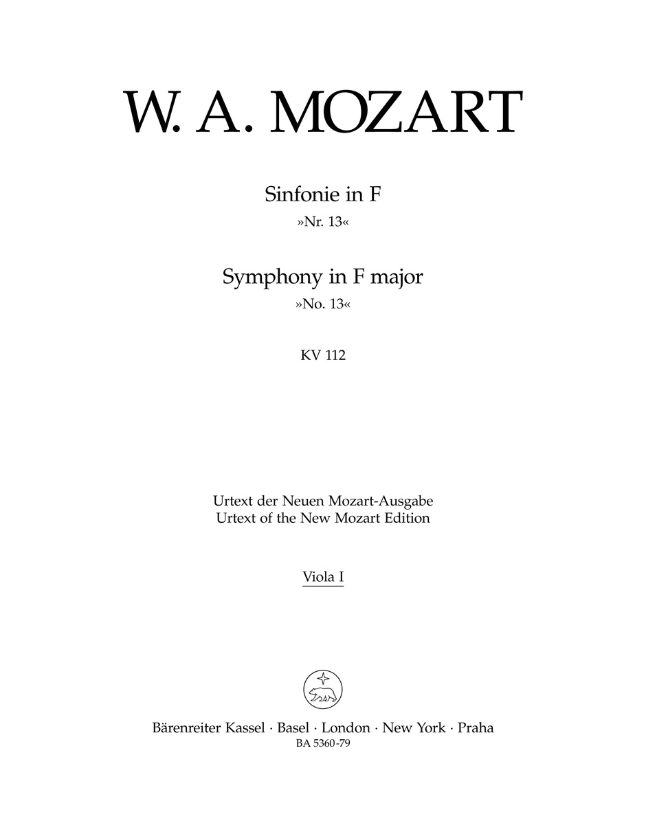 Front Cover Image Sinfonie Nr. 13 F-Dur KV 112