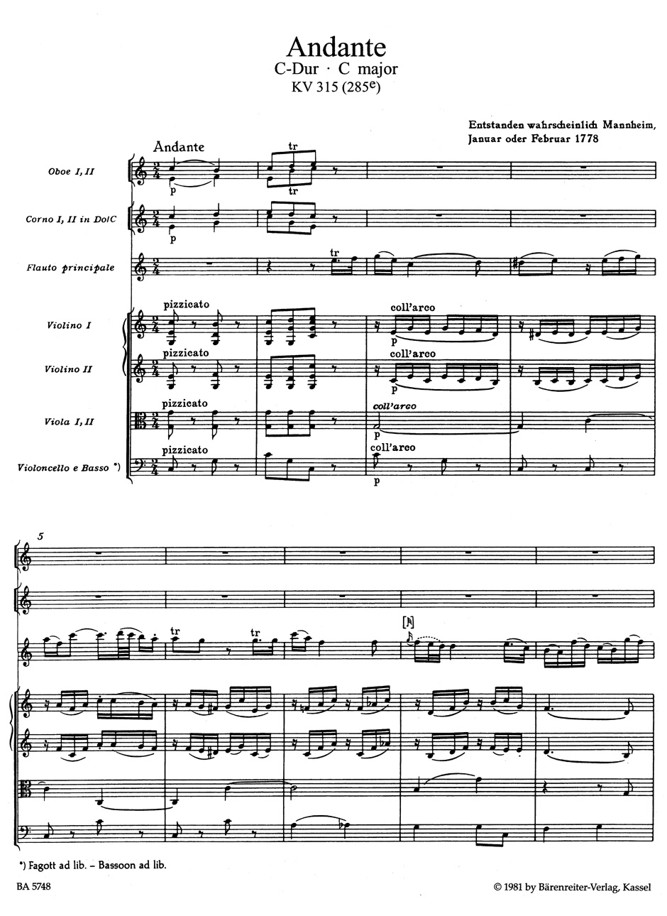 Other Cover Image Andante für Flöte und Orchester C-Dur KV 315 (285e)