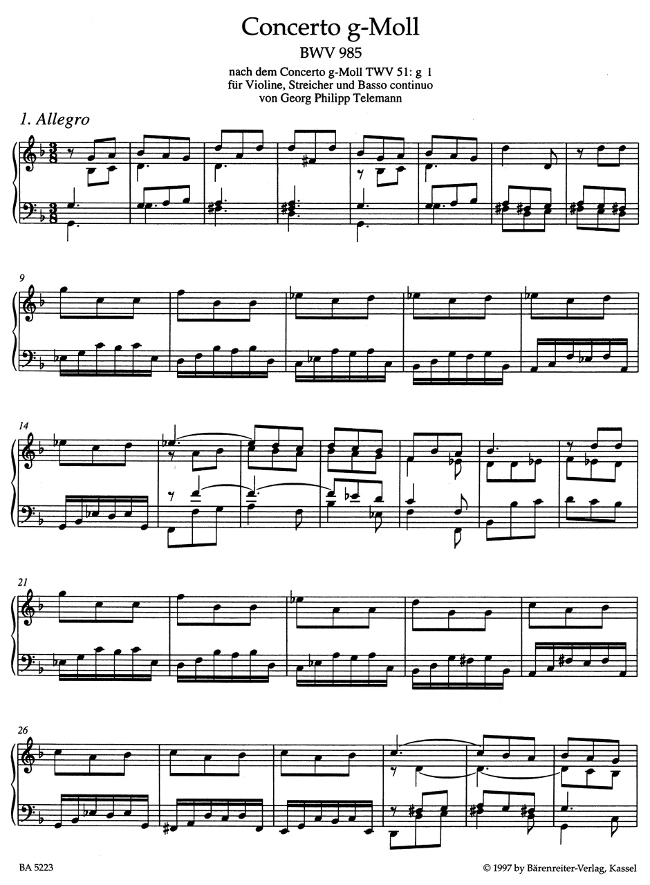 Other Cover Image Klavierbearbeitungen fremder Werke III BWV 985-987, 592a, 972a