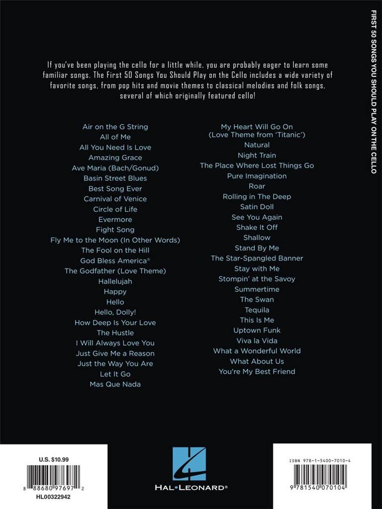 Other Cover Image First 50 Songs You Should Play on Cello