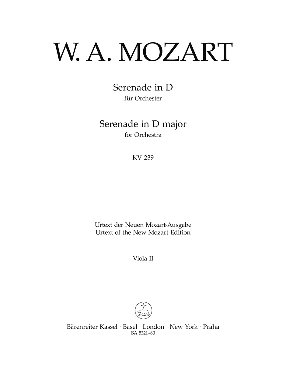 Front Cover Image Serenade D-Dur KV 239