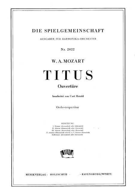 Front Cover Image Titus Ouvertüre