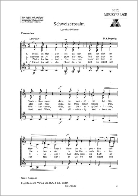 Front Cover Image Schweizerpsalm