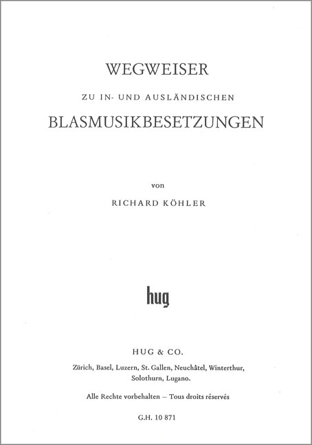 Front Cover Image Wegweiser zur Blasmusikbesetzung