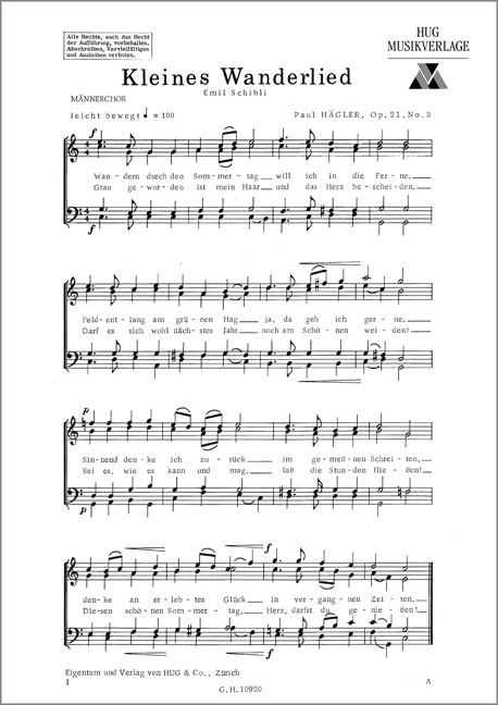 Front Cover Image Kleines Wanderlied Op. 21 Nr. 3