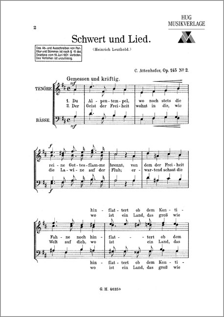 Front Cover Image Schwert und Lied