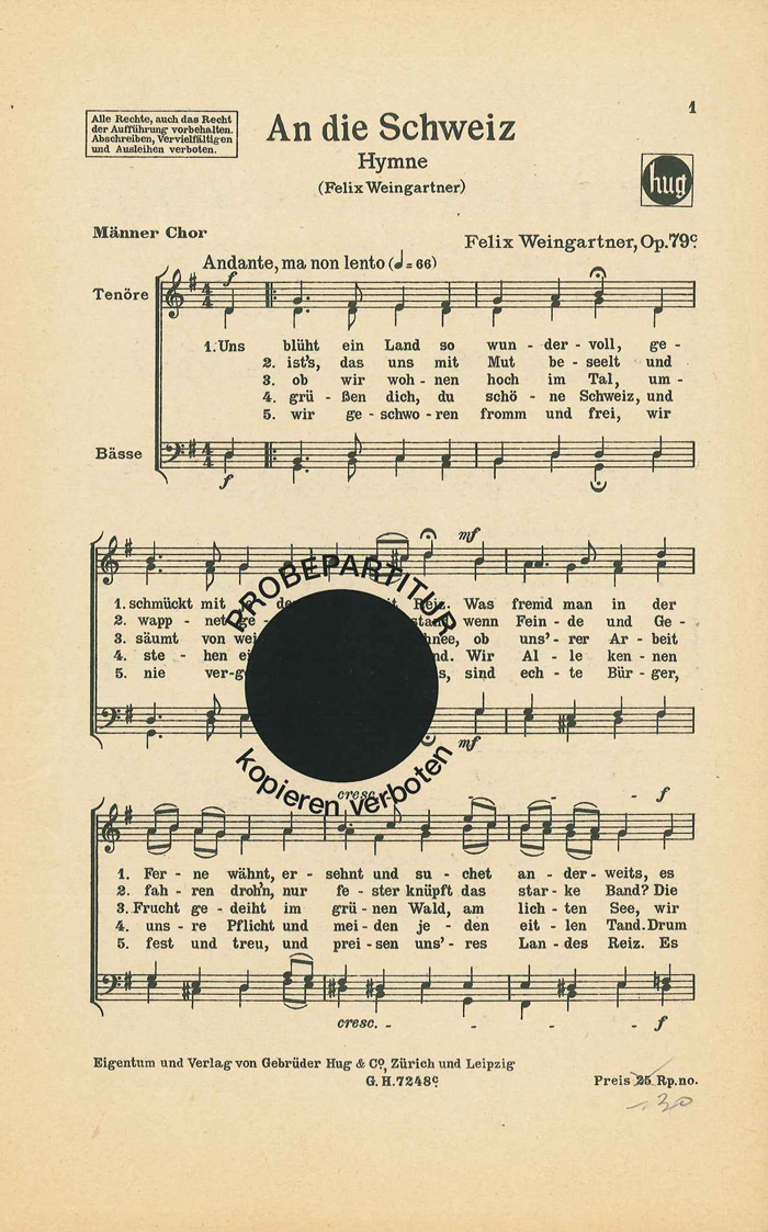 Front Cover Image An die Schweiz