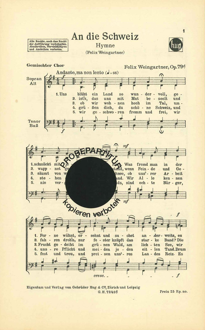 Front Cover Image An die Schweiz