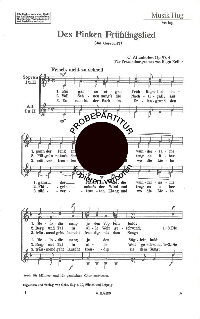 Front Cover Image Des Finken Frühlingslied