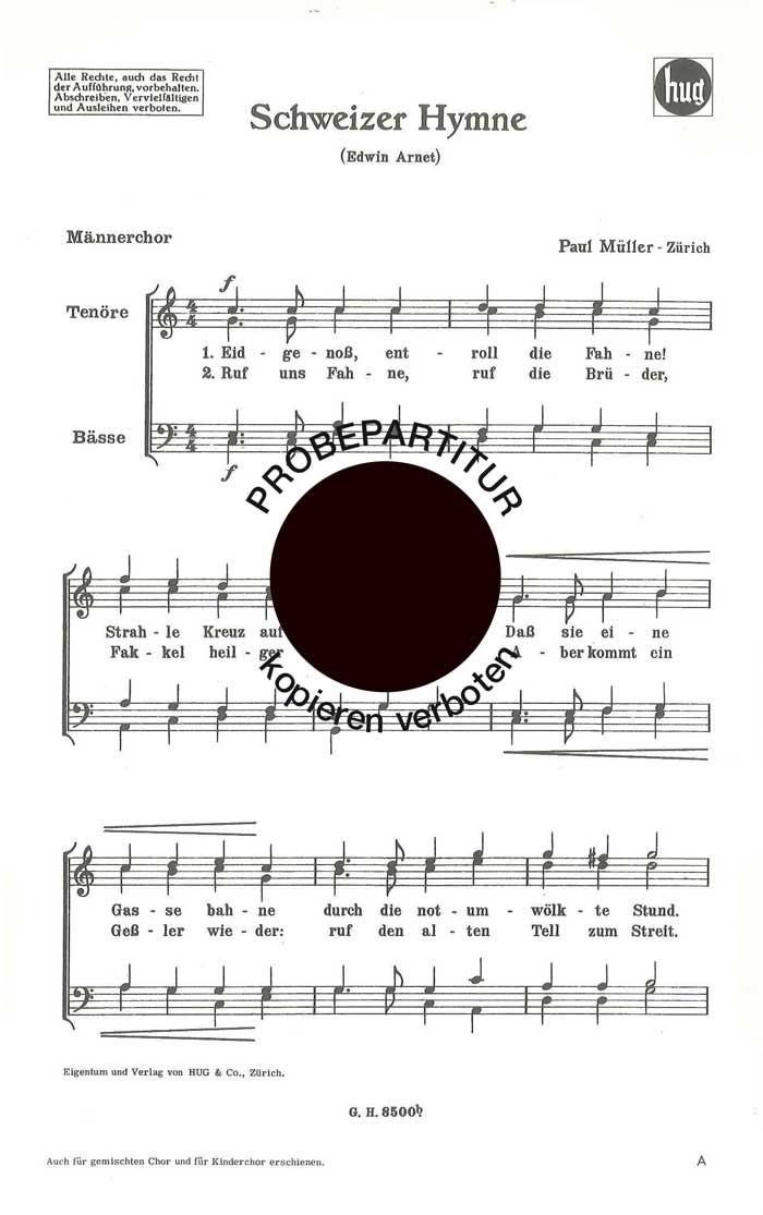Front Cover Image Schweizer Hymne