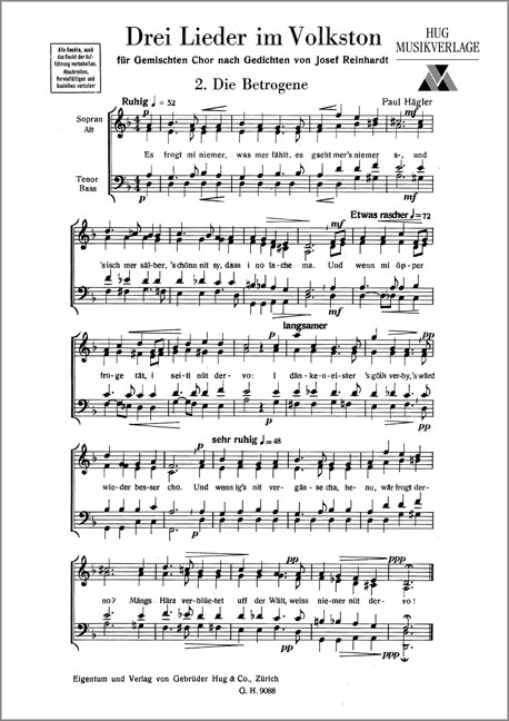 Front Cover Image Drei Lieder im Volkston: 2. Die Betrogene