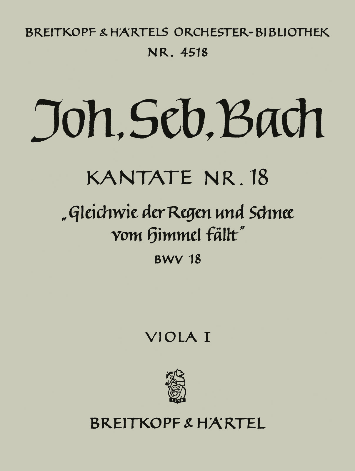 Front Cover Image Kantate BWV 18 „Gleichwie der Regen und Schnee vom Himmel fällt“
