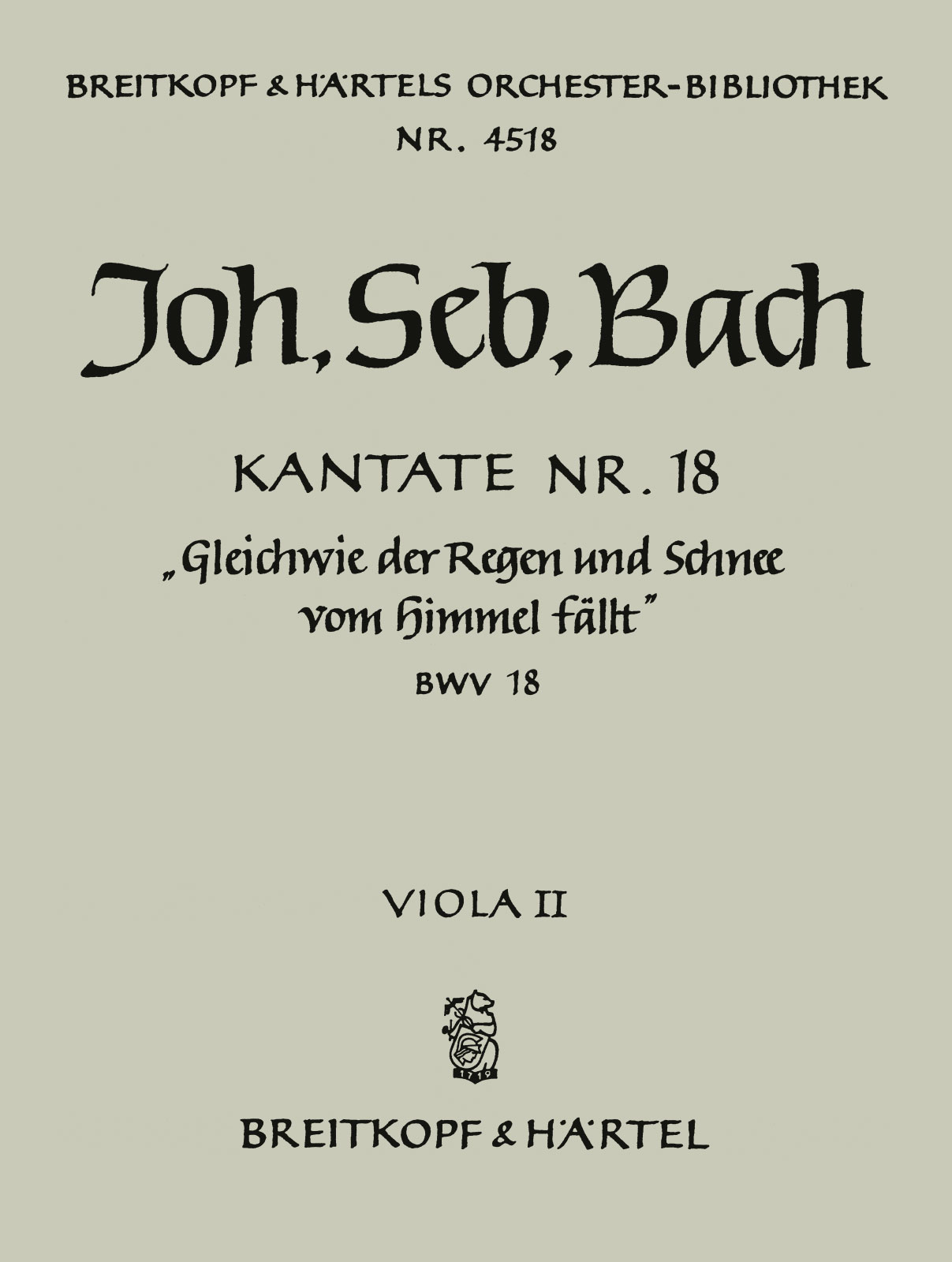 Front Cover Image Kantate BWV 18 „Gleichwie der Regen und Schnee vom Himmel fällt“