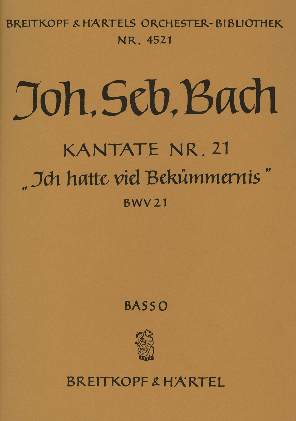 Front Cover Image Kantate BWV 21 „Ich hatte viel Bekümmernis“ c-moll "Ich hatte viel Bekümmernis"