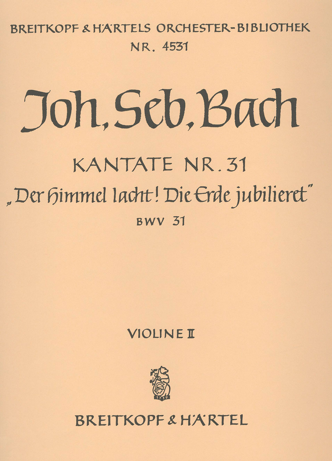 Front Cover Image Kantate BWV 31 ‘Der Himmel lacht, Die Erde jubilieret’
