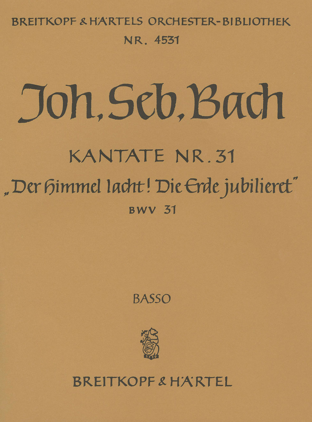 Front Cover Image Kantate BWV 31 ‘Der Himmel lacht, Die Erde jubilieret’