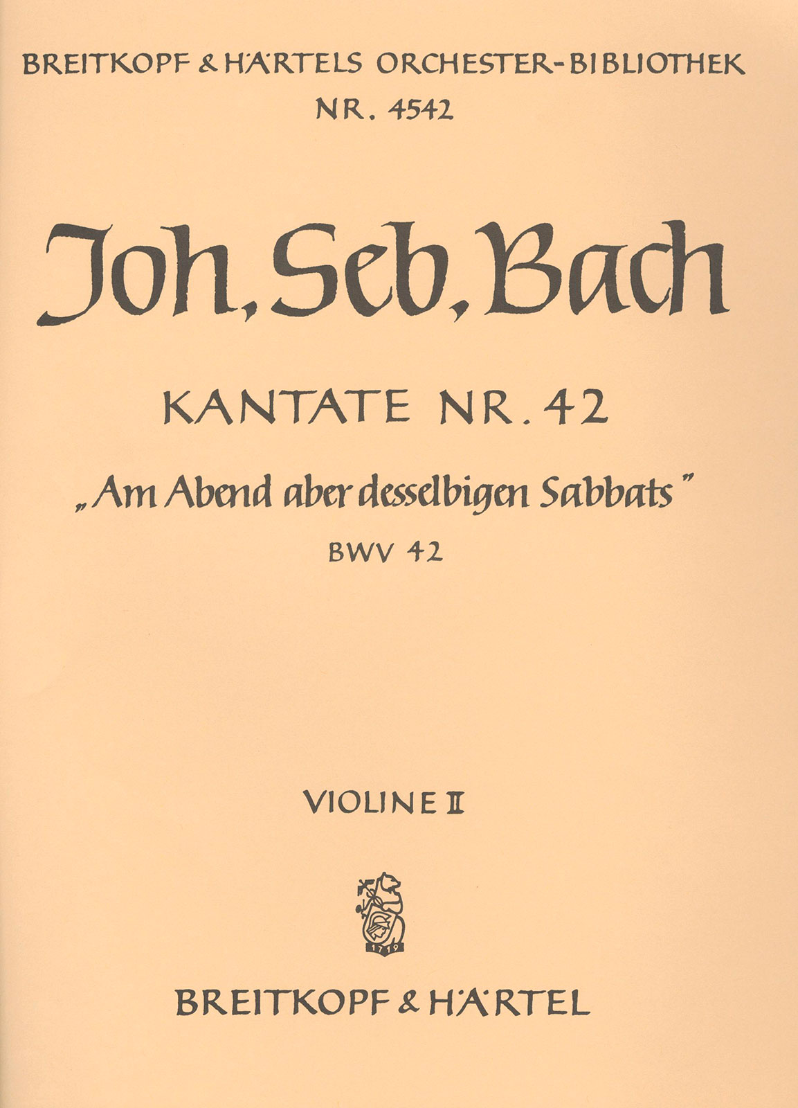 Front Cover Image Kantate BWV 42 „Am Abend aber desselbigen Sabbats“