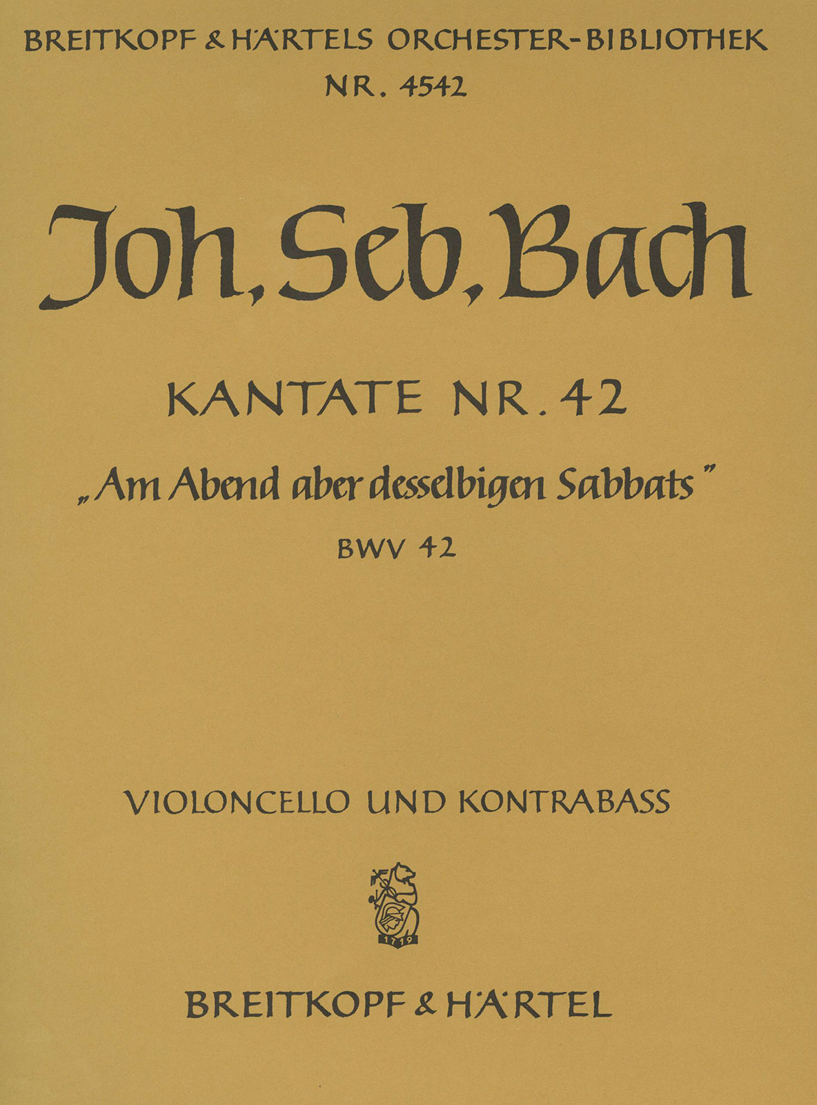 Front Cover Image Kantate BWV 42 „Am Abend aber desselbigen Sabbats“