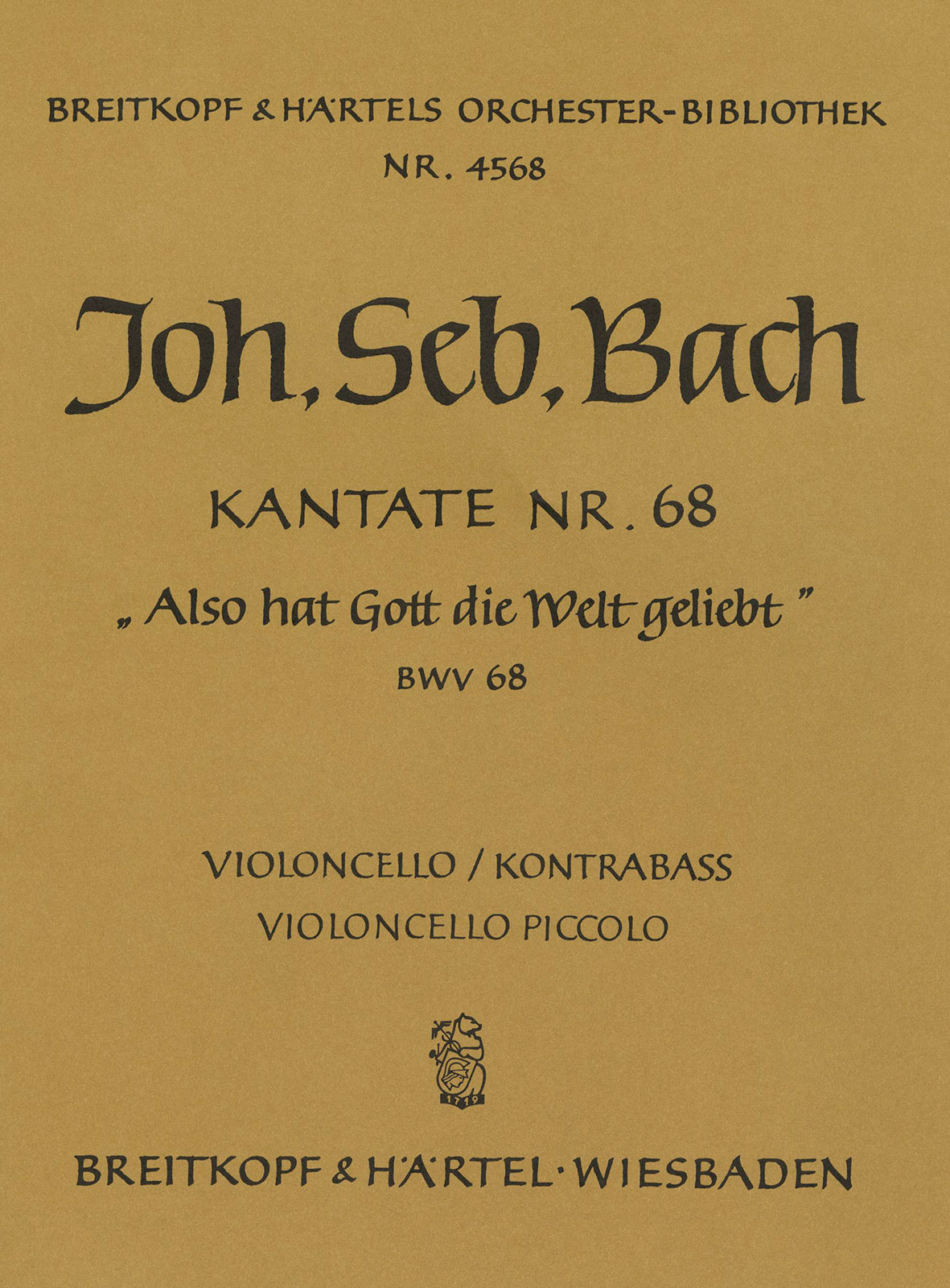 Front Cover Image Kantate BWV 68 „Also hat Gott die Welt geliebt“