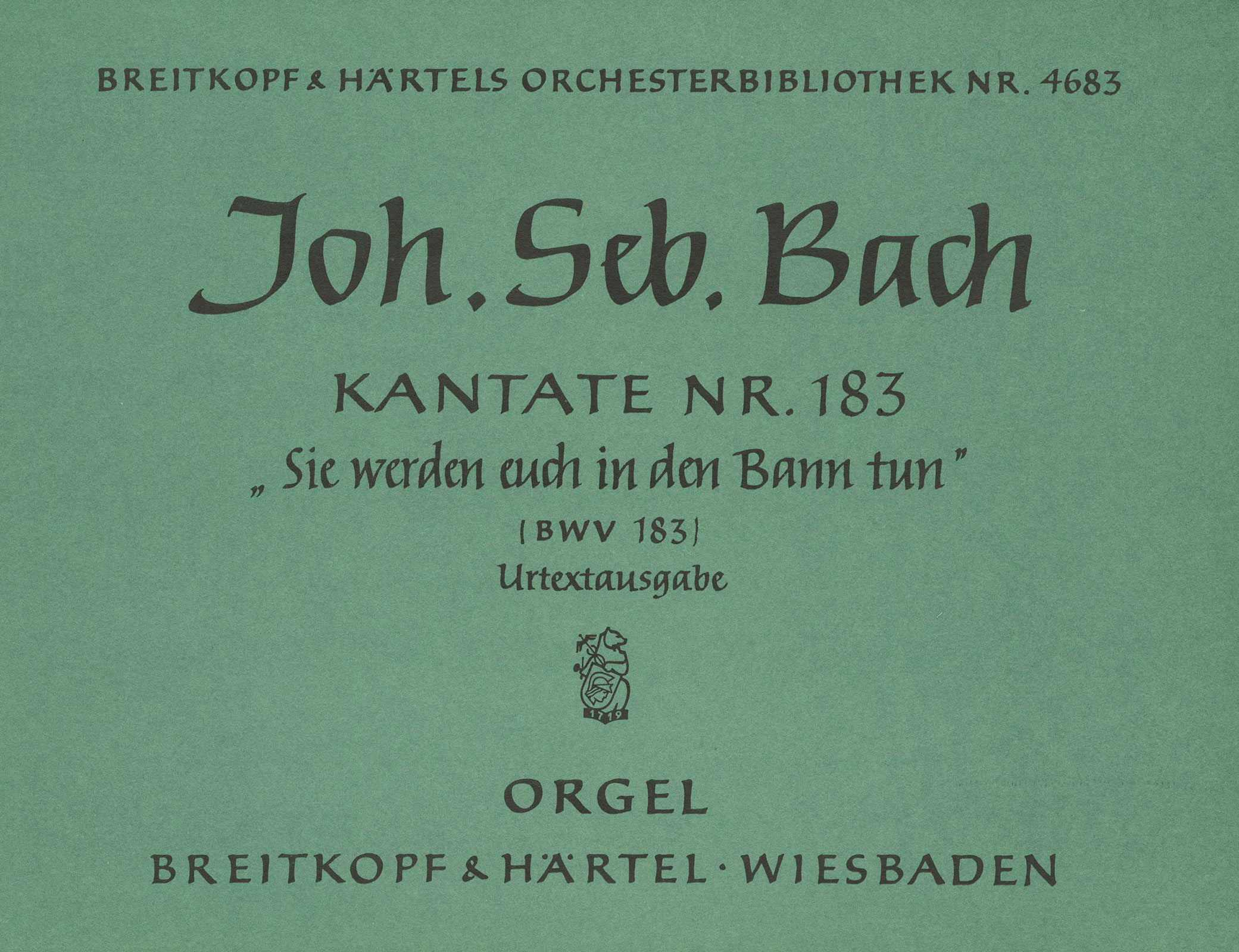 Front Cover Image Kantate BWV 183 ‘Sie werden euch in den Bann tun’