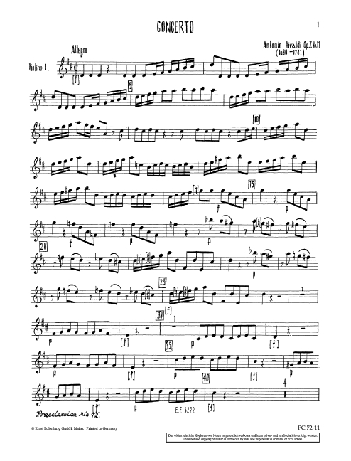 Front Cover Image Concerto D-Dur op. 7/11 RV 208 / PV 151