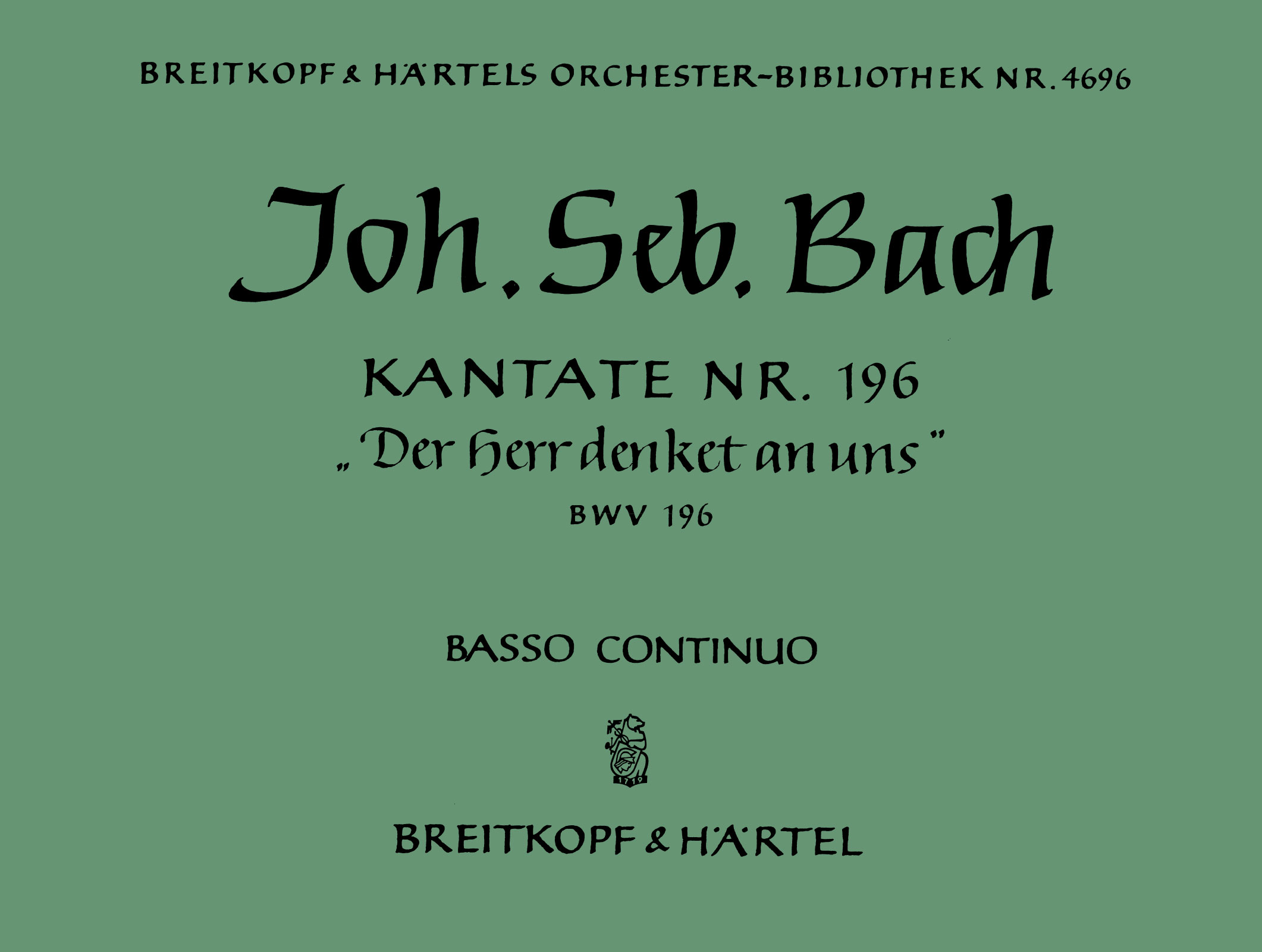 Front Cover Image Kantate BWV 196 „Der Herr denket an uns“