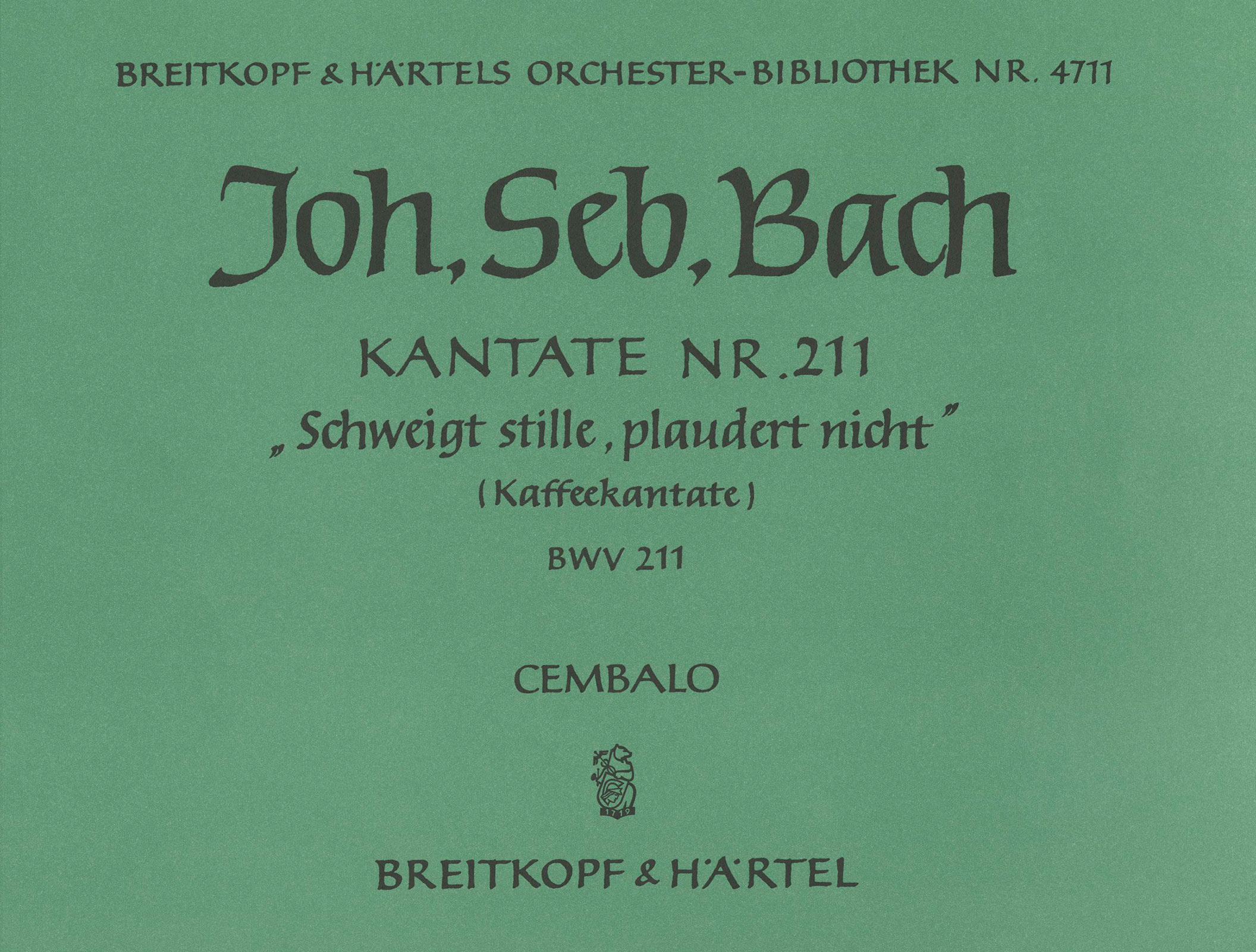 Front Cover Image Kantate BWV 211 "Schweigt stille, plaudert nicht"