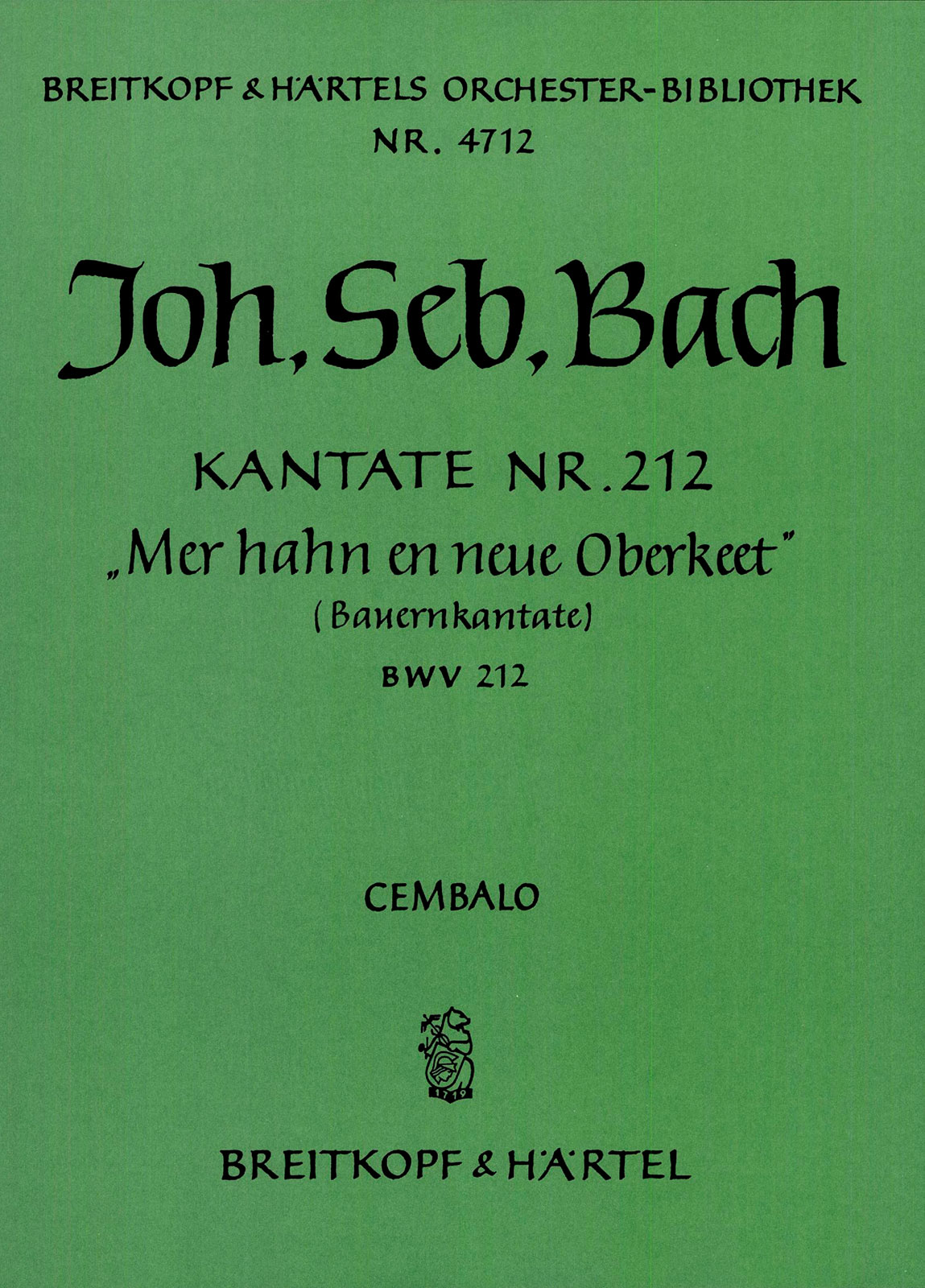 Front Cover Image Kantate BWV 212 „Mer hahn en neue Oberkeet“