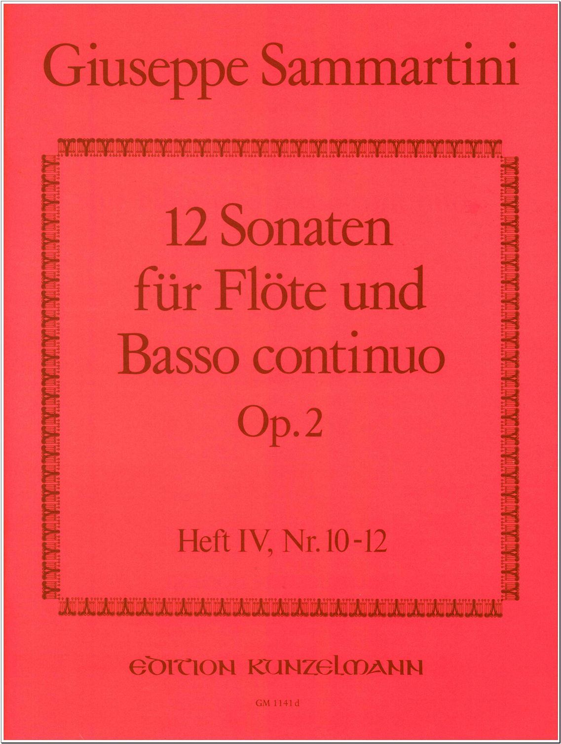 Front Cover Image 12 Sonaten für Flöte, Band 4 op. 2/10-12