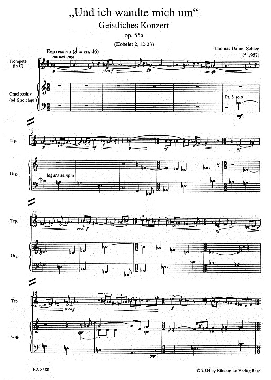 Other Cover Image "Und ich wandte mich um" für Bariton, Trompete (C) und Orgelpositiv (oder Streichquartett). (5. Satz aus dem Oratorium "und ich sah") op. 55a (2002)