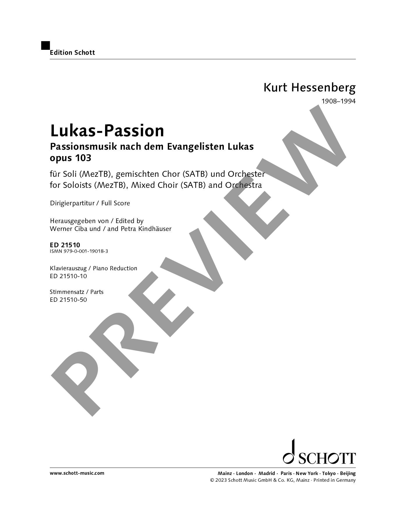 Other Cover Image Lukas-Passion op. 103