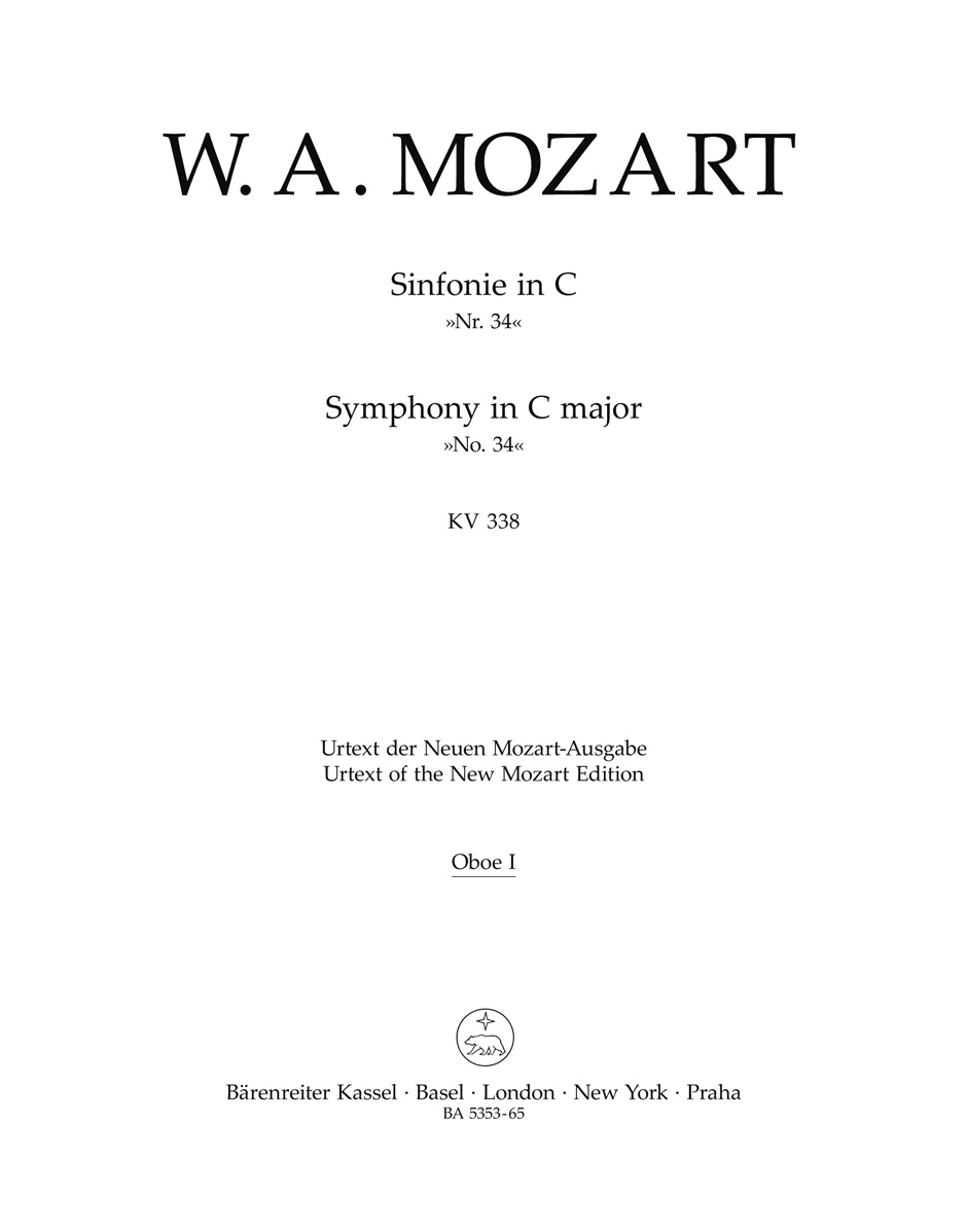 Front Cover Image Sinfonie  Nr. 34 C-Dur KV 338