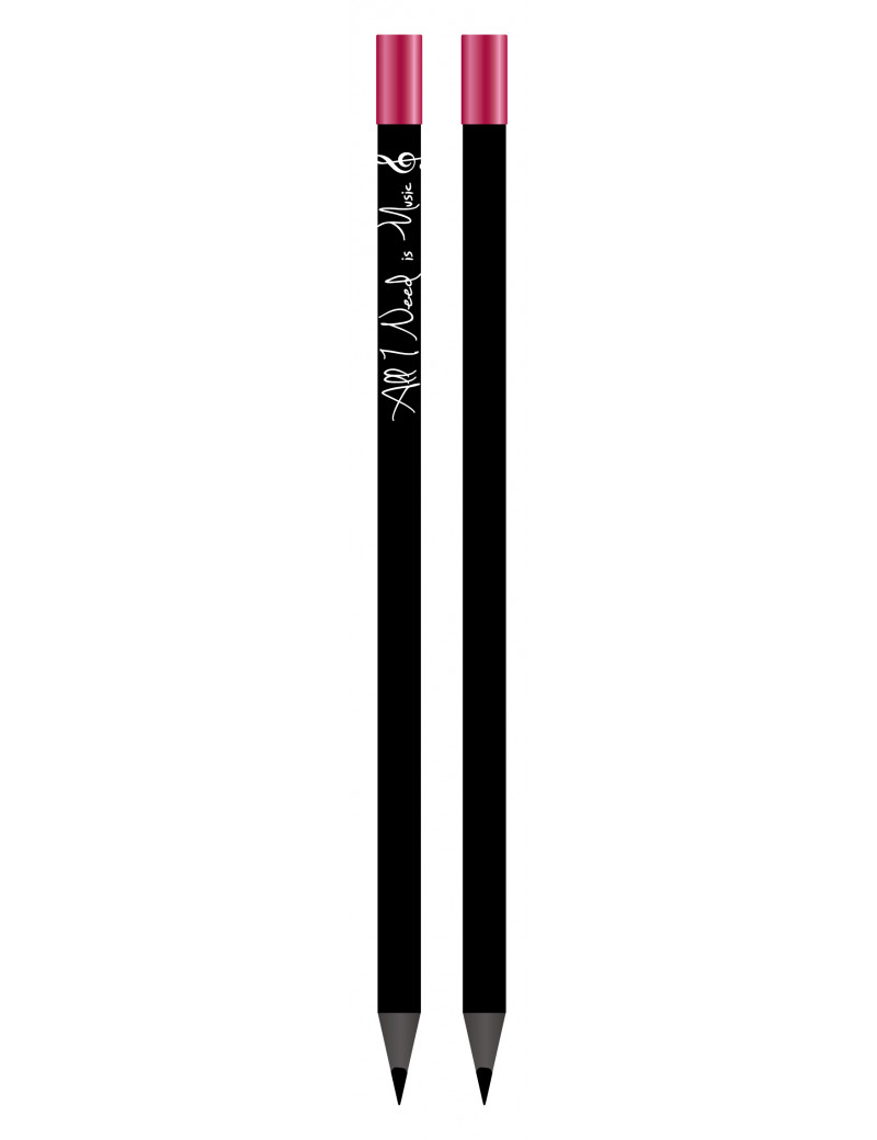 Front Cover Image Bleistift ''All I Need is Music'' magnetisch schwarz/rot