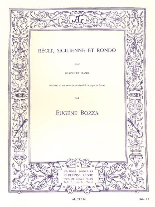 Front Cover Image Récit, Sicilienne et Rondo