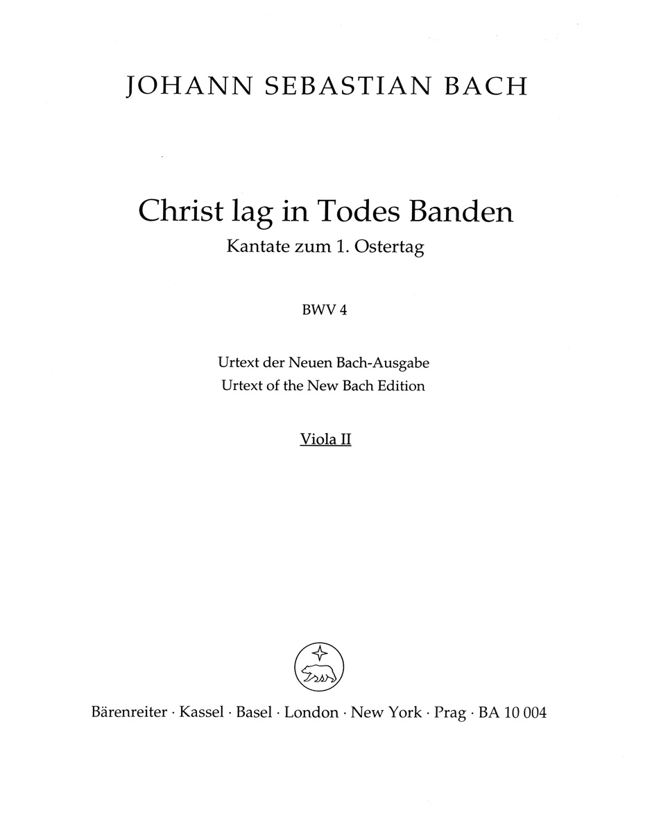 Front Cover Image Christ lag in Todes Banden (Christ lay by death enshrouded) BWV 4